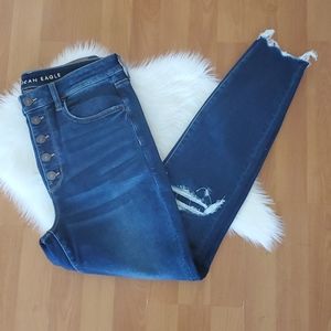 American Eagle super hi rise destroyed jegging 12R